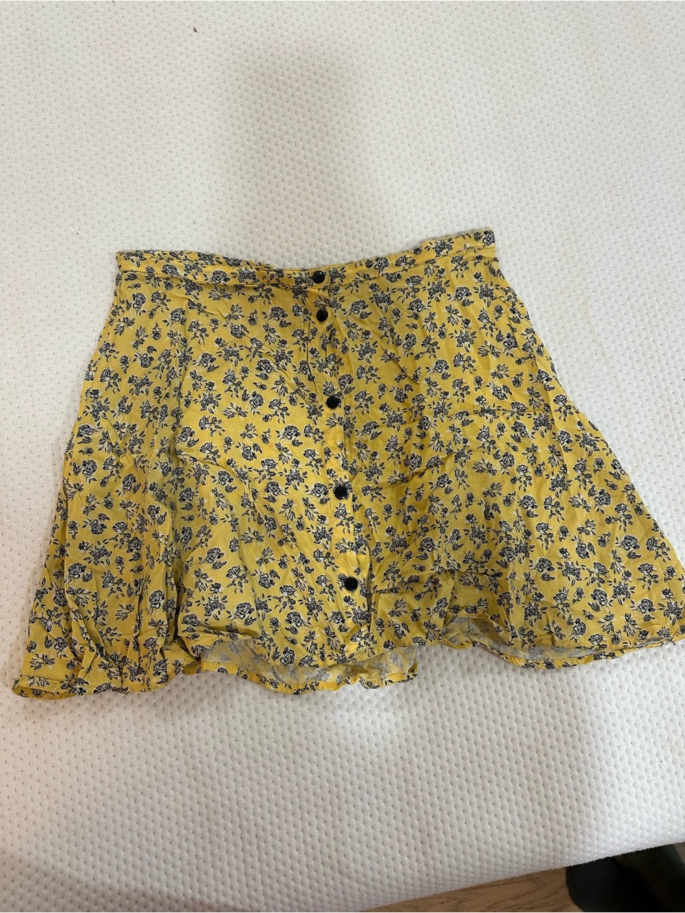H&M Yellow Floral Button-Front Skater Skirt